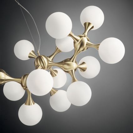 Ideal Lux - Κρεμαστό φωτιστικό με σύρμα NODI 15xE14/28W/230V Ø 105 cm ορείχαλκος/λευκό