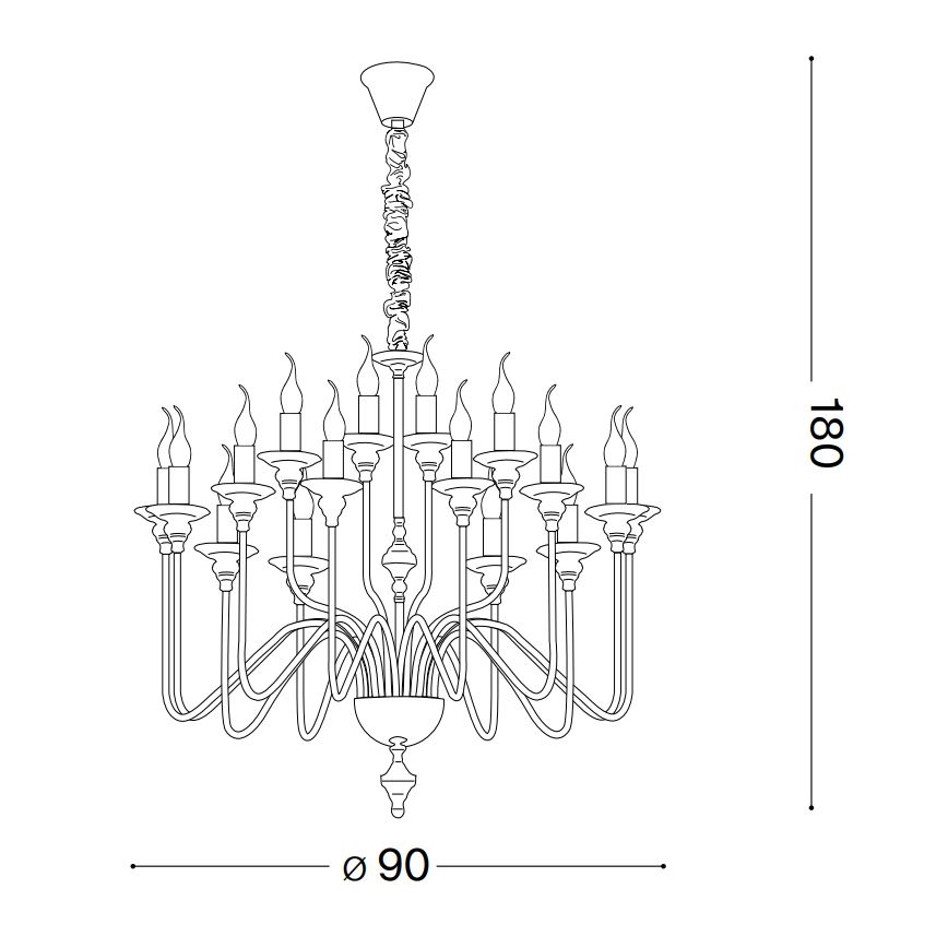 Ideal Lux - Κρεμαστό φωτιστικό οροφής ARTU 16xE14/40W/230V διάμετρος 90 cm γυαλιστερό χρώμιο