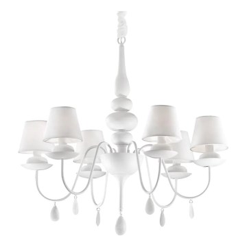 Ideal Lux - Κρεμαστό φωτιστικό οροφής BLANCHE 6xE14/40W/230V διάμετρος 75 cm λευκό