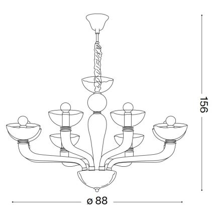 Ideal Lux - Κρεμαστό φωτιστικό οροφής CASANOVA 8xE14/40W/230V διάμετρος 88 cm γκρι