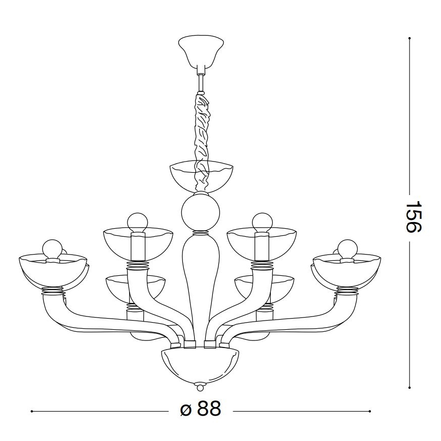 Ideal Lux - Κρεμαστό φωτιστικό οροφής CASANOVA 8xE14/40W/230V διάμετρος 88 cm γκρι