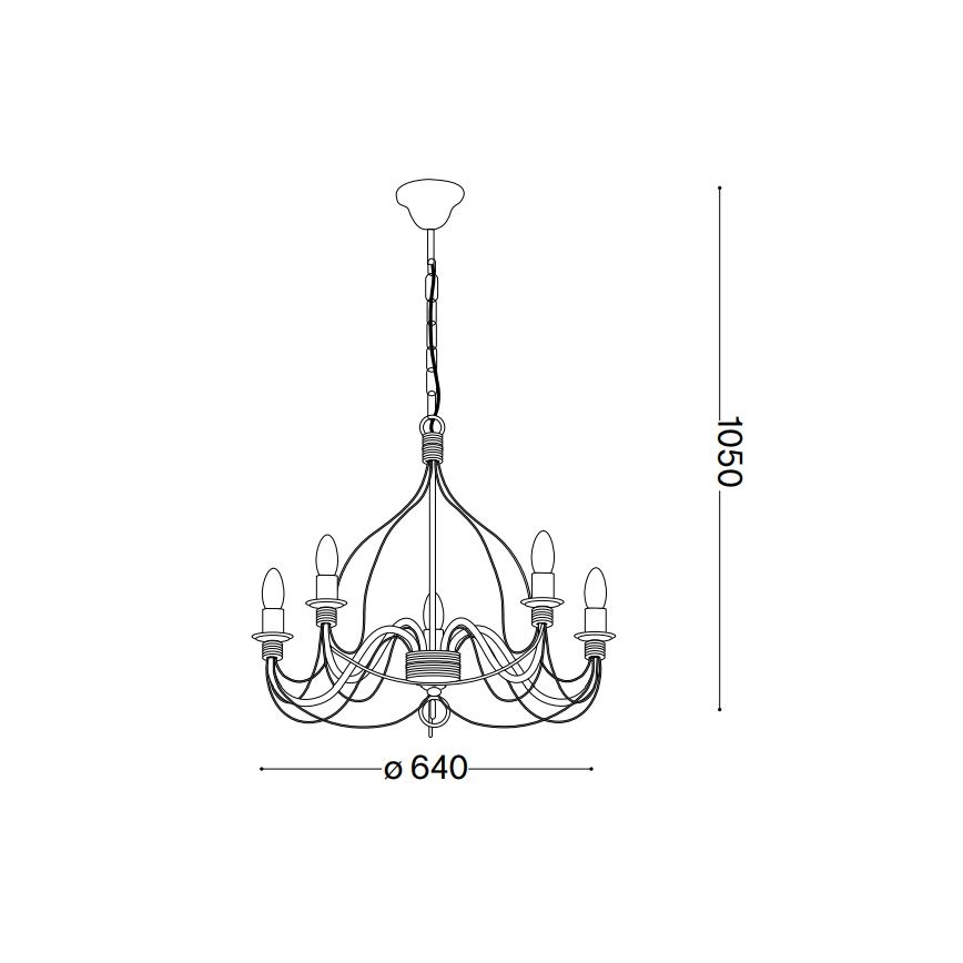 Ideal Lux - Κρεμαστό φωτιστικό οροφής CORTE 5xE14/40W/230V διάμετρος 54 cm χαλκός