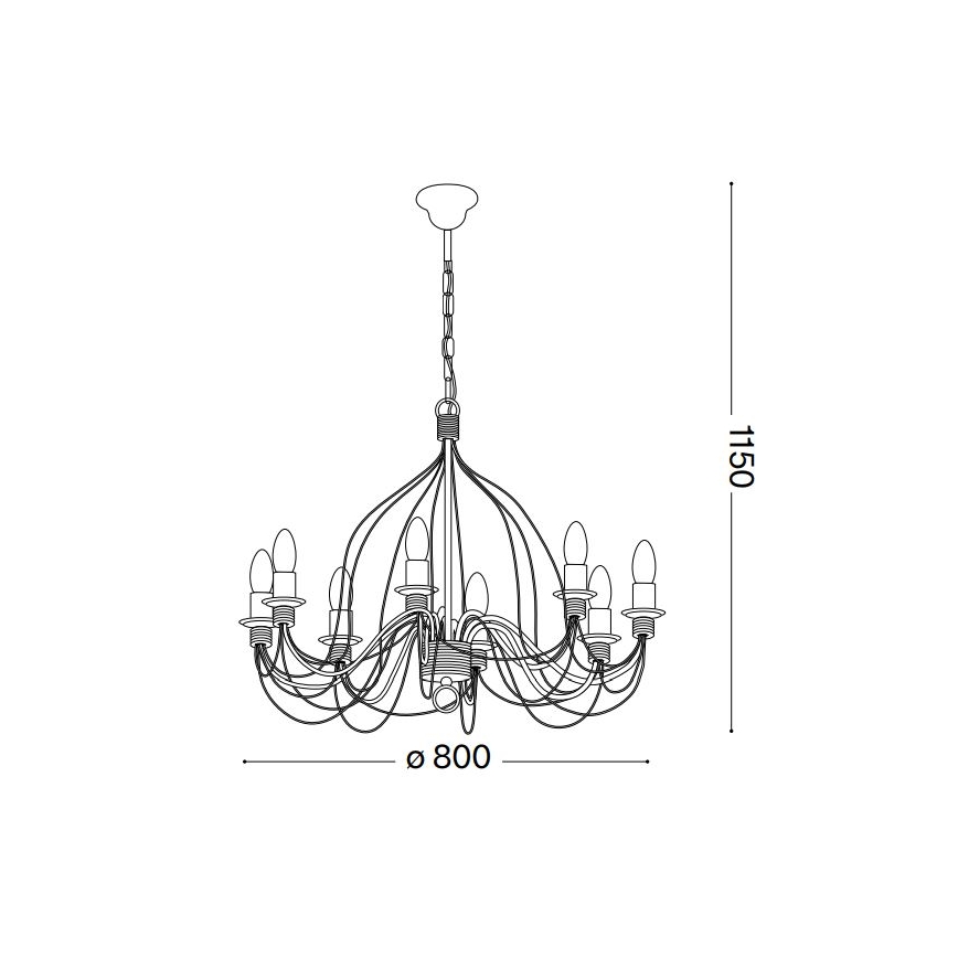 Ideal Lux - Κρεμαστό φωτιστικό οροφής CORTE 8xE14/40W/230V διάμετρος 80 cm χαλκός