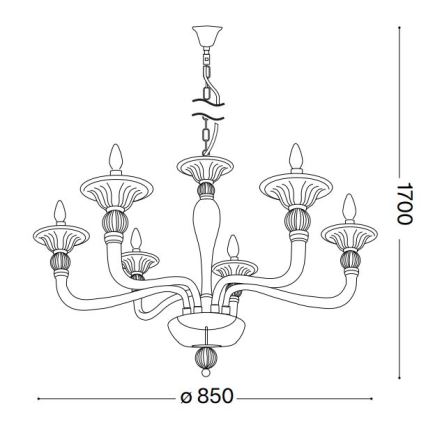 Ideal Lux - Κρεμαστό φωτιστικό οροφής DANIELI 6xE14/40W/230V διάμετρος 85 cm ορείχαλκος