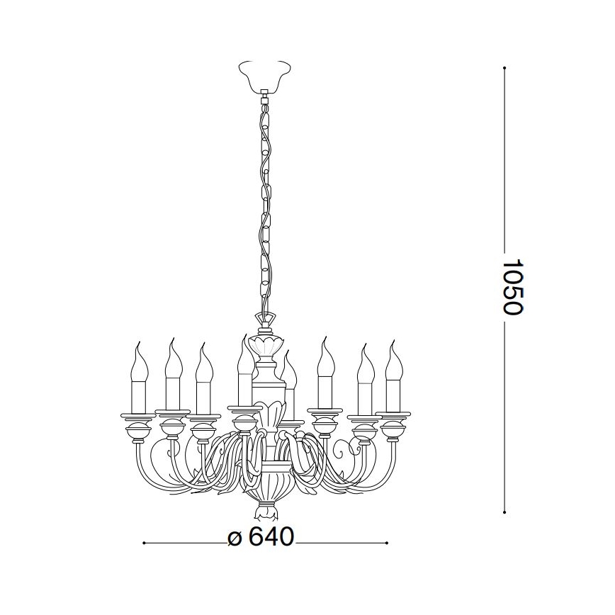 Ideal Lux - Κρεμαστό φωτιστικό οροφής FIRENZE 8xE14/40W/230V διάμετρος 64 cm χρυσό