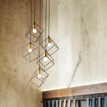 Ideal Lux - Κρεμαστό φωτιστικό οροφής ICE 5xE27/60W/230V διάμετρος 50 cm μαύρο