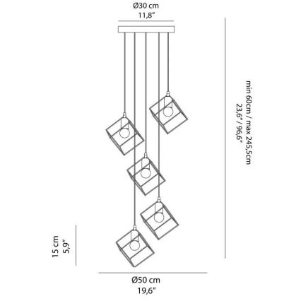 Ideal Lux - Κρεμαστό φωτιστικό οροφής ICE 5xE27/60W/230V διάμετρος 50 cm μαύρο