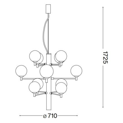 Ideal Lux -  Κρεμαστό φωτιστικό οροφής LED COPERNICO 12xG9/3W/230V διάμετρος 71 cm μαύρο