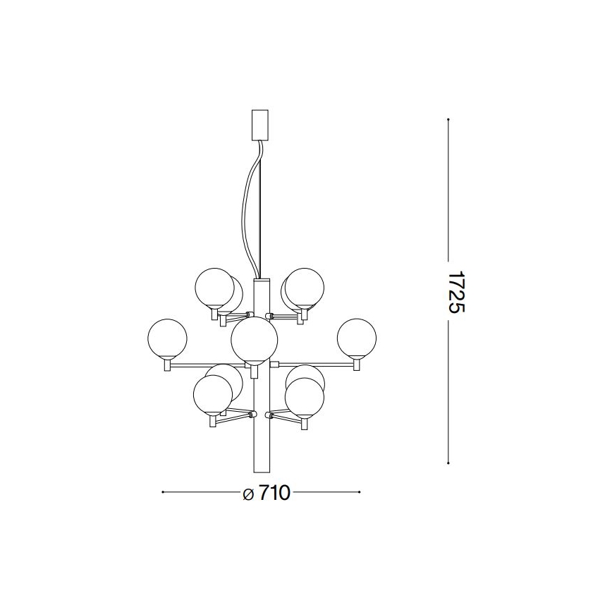 Ideal Lux -  Κρεμαστό φωτιστικό οροφής LED COPERNICO 12xG9/3W/230V διάμετρος 71 cm μαύρο