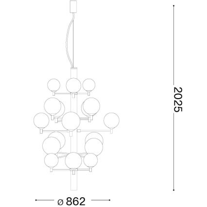 Ideal Lux -  Κρεμαστό φωτιστικό οροφής LED COPERNICO 20xG9/3W/230V διάμετρος 86 cm μαύρο