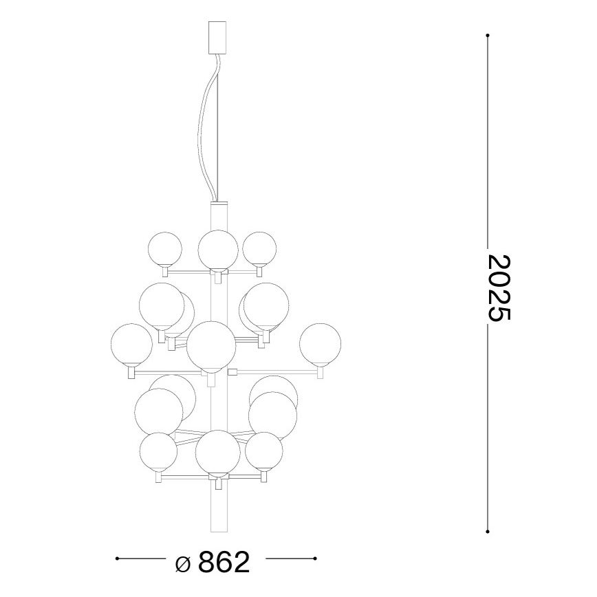 Ideal Lux -  Κρεμαστό φωτιστικό οροφής LED COPERNICO 20xG9/3W/230V διάμετρος 86 cm μαύρο