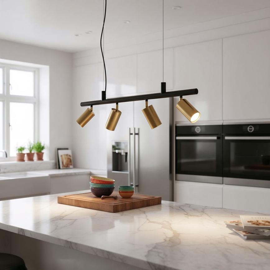 Ideal Lux -  Κρεμαστό φωτιστικό οροφής LED DYNAMITE 4xGU10/7W/230V CRI 90 μαύρο/ορείχαλκος