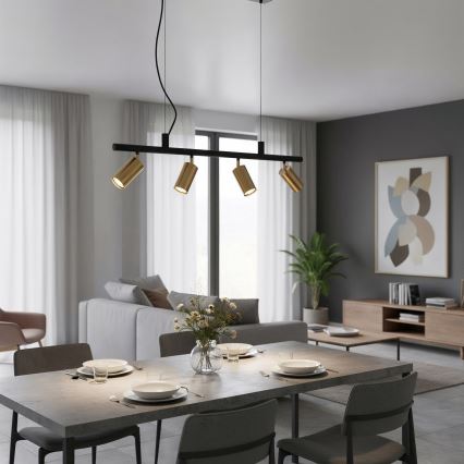 Ideal Lux -  Κρεμαστό φωτιστικό οροφής LED DYNAMITE 4xGU10/7W/230V CRI 90 μαύρο/ορείχαλκος