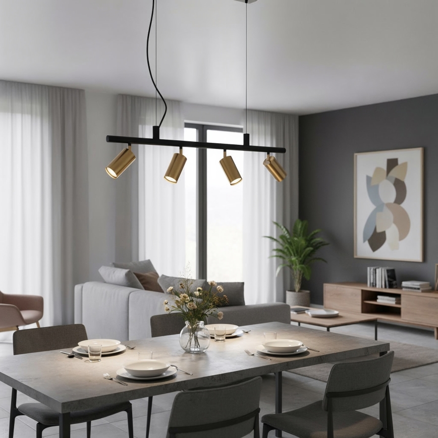 Ideal Lux -  Κρεμαστό φωτιστικό οροφής LED DYNAMITE 4xGU10/7W/230V CRI 90 μαύρο/ορείχαλκος