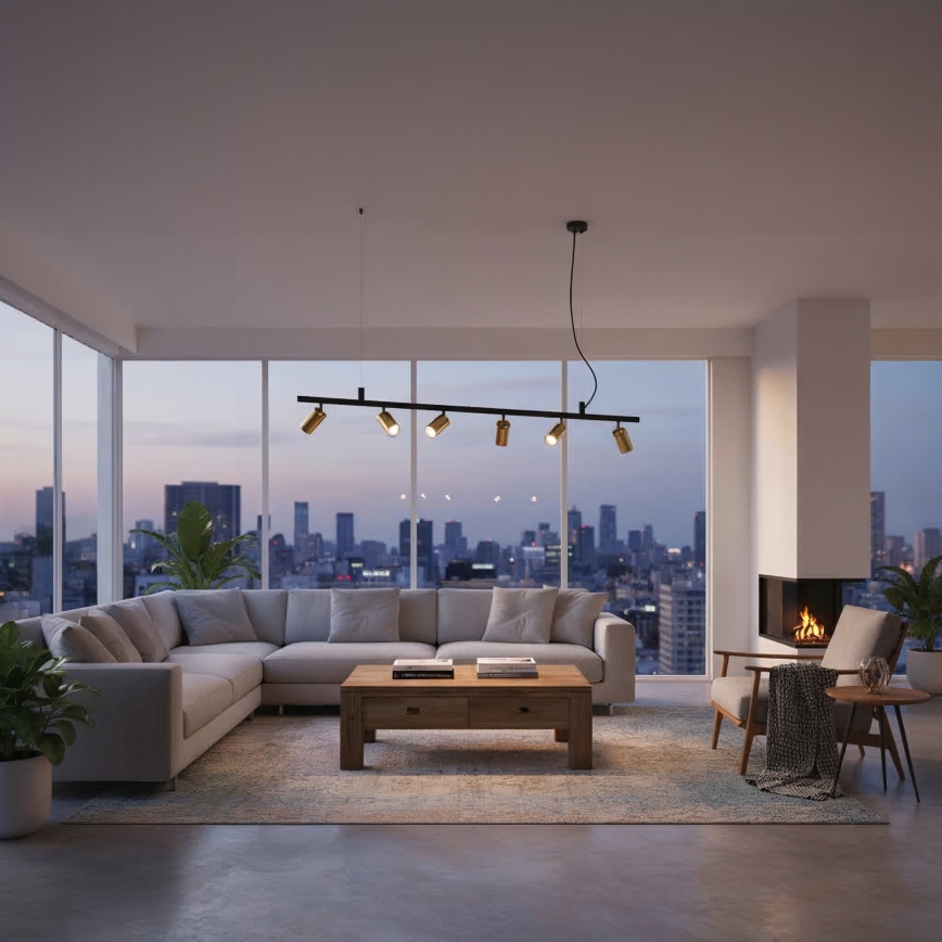 Ideal Lux -  Κρεμαστό φωτιστικό οροφής LED DYNAMITE 6xGU10/7W/230V CRI 90 μαύρο/ορείχαλκος