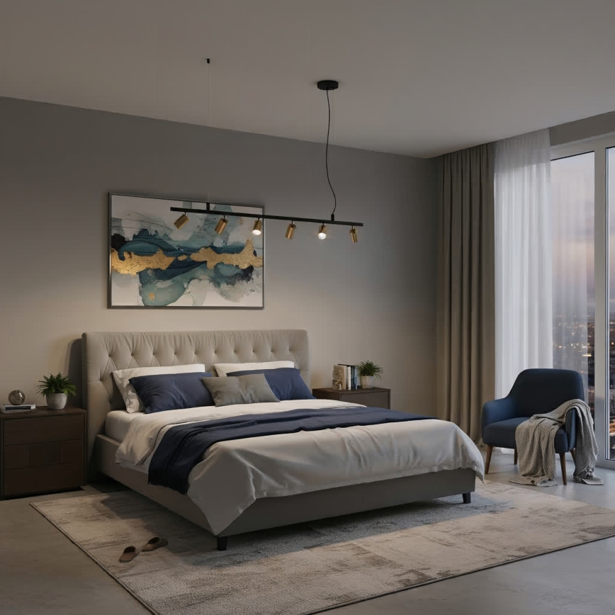 Ideal Lux -  Κρεμαστό φωτιστικό οροφής LED DYNAMITE 6xGU10/7W/230V CRI 90 μαύρο/ορείχαλκος