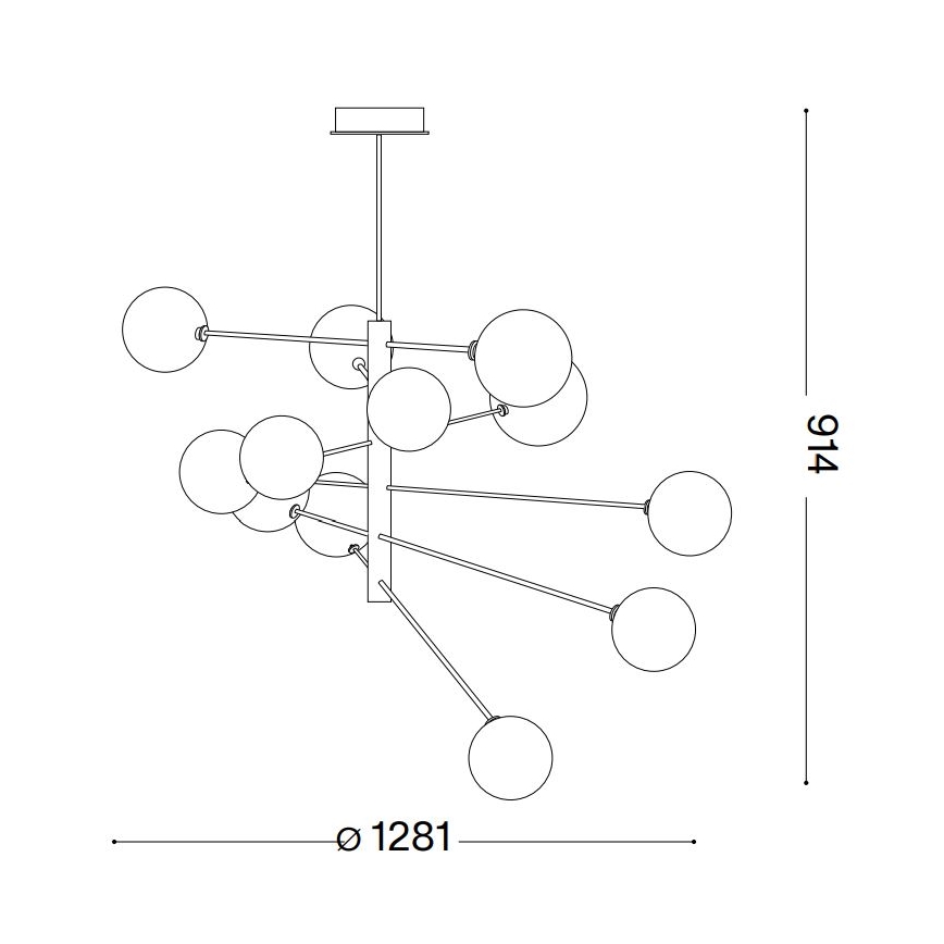 Ideal Lux - Κρεμαστό φωτιστικό οροφής LED EQUINOXE 12xG4/2W/230V διάμετρος 128,1 cm ορείχαλκος/φιμέ