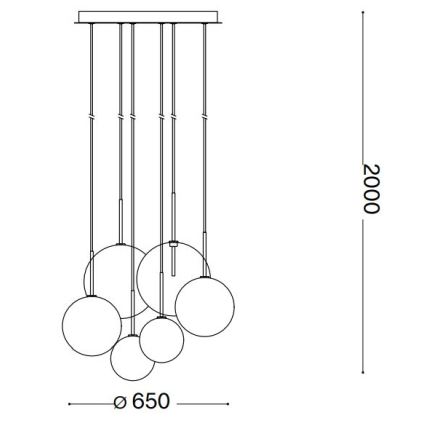 Ideal Lux -  Κρεμαστό φωτιστικό οροφής LED EQUINOXE 6xG4/2W/230V διάμετρος 65 cm ορείχαλκος/φιμέ