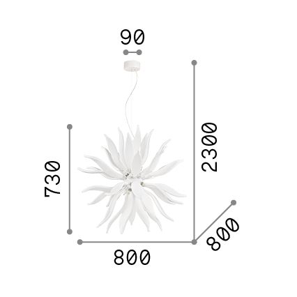 Ideal Lux -  Κρεμαστό φωτιστικό οροφής LED LEAVES 12xG9/3W/230V διάμετρος 80 cm λευκό