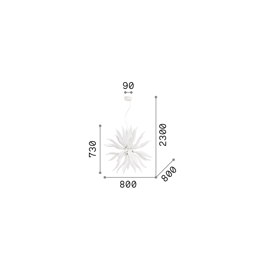 Ideal Lux -  Κρεμαστό φωτιστικό οροφής LED LEAVES 12xG9/3W/230V διάμετρος 80 cm λευκό
