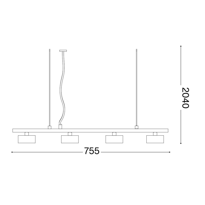 Ideal Lux -  Κρεμαστό φωτιστικό οροφής LED MINOR 4xGX53/9W/230V 75,5 cm μαύρο