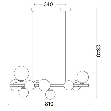 Ideal Lux -  Κρεμαστό φωτιστικό οροφής LED PERLAGE 10xG9/3W/230V 81 cm μαύρο/φιμέ