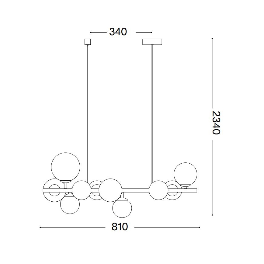 Ideal Lux -  Κρεμαστό φωτιστικό οροφής LED PERLAGE 10xG9/3W/230V 81 cm μαύρο/φιμέ