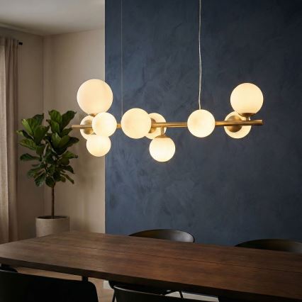 Ideal Lux -  Κρεμαστό φωτιστικό οροφής LED PERLAGE 10xG9/3W/230V 81 cm χρυσό/λευκό