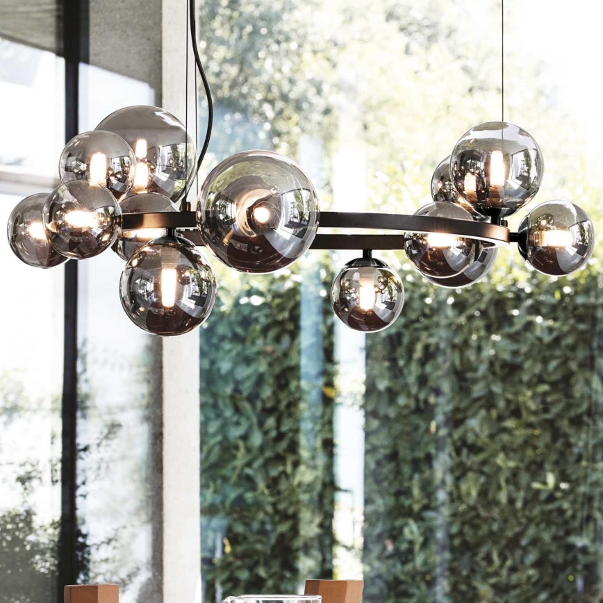 Ideal Lux -  Κρεμαστό φωτιστικό οροφής LED PERLAGE 14xG9/3W/230V διάμετρος 85 cm μαύρο/φιμέ