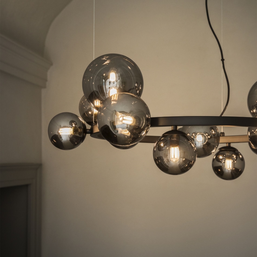 Ideal Lux -  Κρεμαστό φωτιστικό οροφής LED PERLAGE 14xG9/3W/230V διάμετρος 85 cm μαύρο/φιμέ