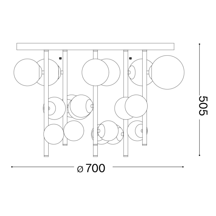 Ideal Lux - Κρεμαστό φωτιστικό οροφής LED PERLAGE 18xG9/3W/230V διάμετρος 70 cm μαύρο/φιμέ