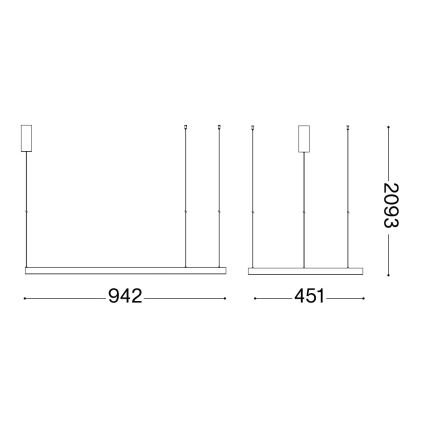 Ideal Lux -  Κρεμαστό φωτιστικό οροφής LED WAVES LED/37W/230V CRI 90 μαύρο