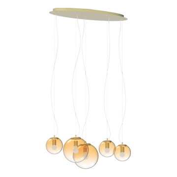 Ideal Lux - Κρεμαστό φωτιστικό οροφής MAPA 5xE27/42W/230V χρυσό/φιμέ