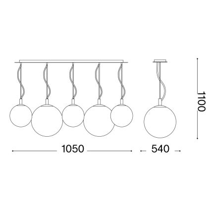 Ideal Lux - Κρεμαστό φωτιστικό οροφής MAPA 5xE27/42W/230V χρυσό/φιμέ