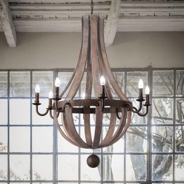 Ideal Lux - Κρεμαστό φωτιστικό οροφής MILLENNIUM 8xE14/40W/230V διάμετρος 92 cm Σημύδα/καφέ