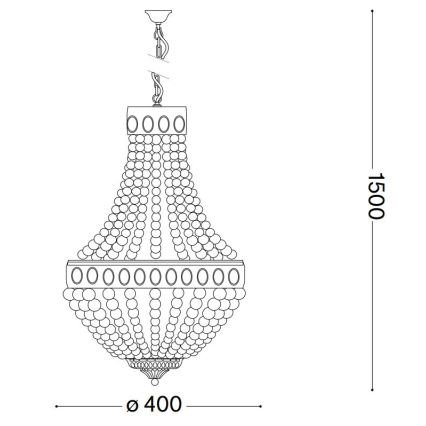 Ideal Lux - Κρεμαστό φωτιστικό οροφής MONET 5xE14/40W/230V διάμετρος 40 cm λευκό