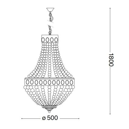 Ideal Lux - Κρεμαστό φωτιστικό οροφής MONET 6xE14/40W/230V διάμετρος 50 cm λευκό