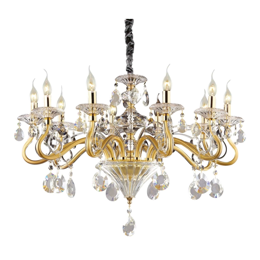 Ideal Lux - Κρυστάλλινο κρεμαστό φωτιστικό οροφής  NEGRESCO 10xE14/28W/230V διάμετρος 85 cm χρυσό