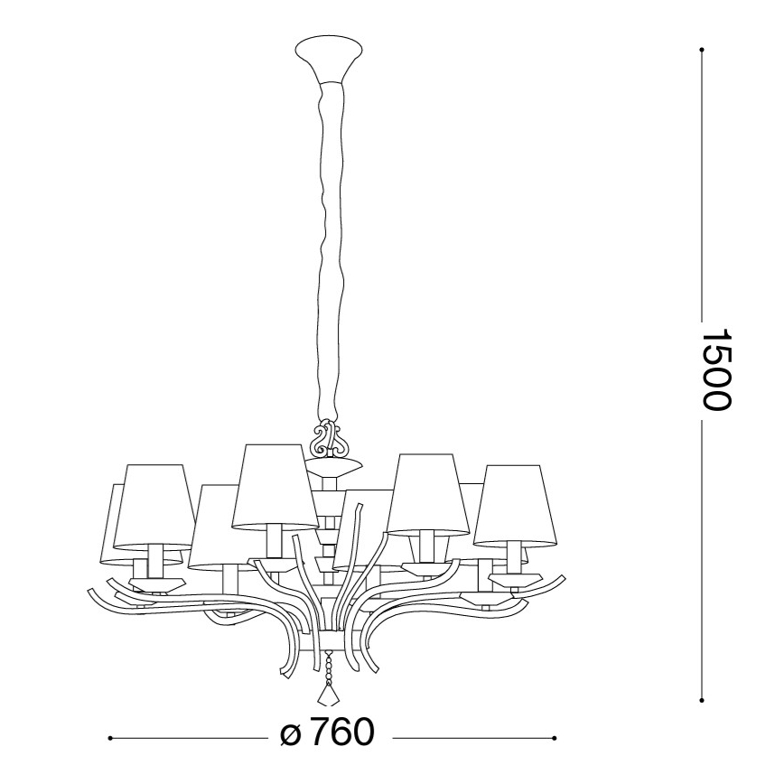 Ideal Lux - Κρυστάλλινο κρεμαστό φωτιστικό οροφής  PEGASO 8xE14/28W/230V διάμετρος 76 cm γυαλιστερό χρώμιο