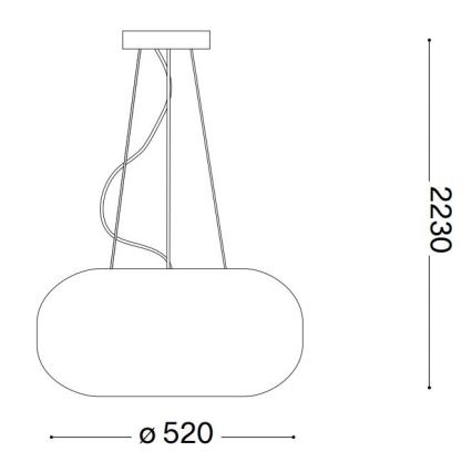 Ideal Lux - Κρεμαστό φωτιστικό οροφής ULISSE 3xE27/60W/230V διάμετρος 52 cm λευκό