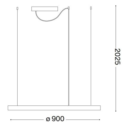 Ideal Lux - Κρεμαστό LED φωτιστικό με καλώδιο ORACLE SLIM LED/53W/230V 2700K CRI 90 Ø 90 cm λευκό