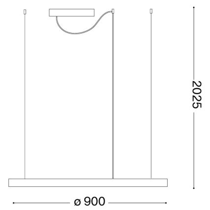 Ideal Lux - Κρεμαστό LED φωτιστικό σε καλώδιο ORACLE SLIM LED/53W/230V 3000K CRI 90 Ø 90 εκ. χρυσό