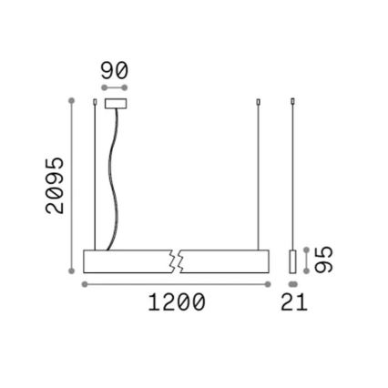 Ideal Lux - Κρεμαστό LED φωτιστικό με καλώδιο STEEL LED/29W/230V 3000K CRI 90 120 cm μαύρο