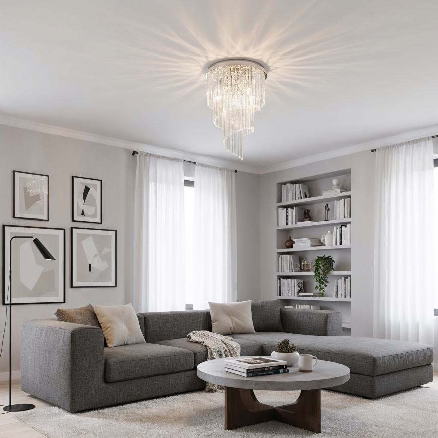 Ideal Lux - Κρυστάλλινη πλαφονιέρα οροφής CARLTON 12xE14/40W/230V διάμετρος 50 cm γυαλιστερό χρώμιο