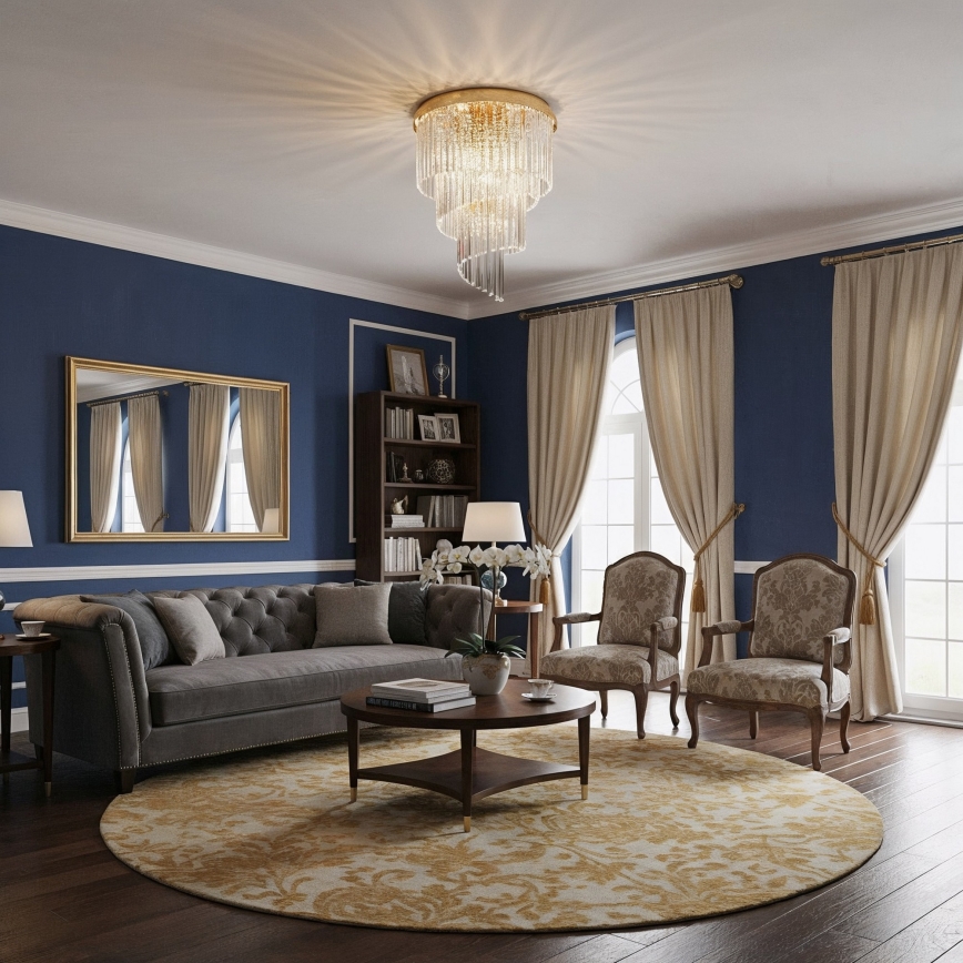 Ideal Lux - Κρυστάλλινη πλαφονιέρα οροφής CARLTON 12xE14/40W/230V διάμετρος 50 cm χρυσό