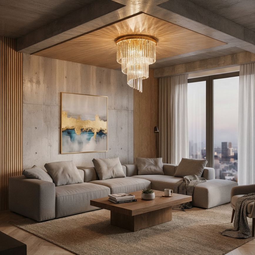 Ideal Lux - Κρυστάλλινη πλαφονιέρα οροφής CARLTON 12xE14/40W/230V διάμετρος 50 cm χρυσό