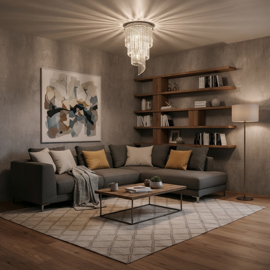 Ideal Lux - Κρυστάλλινη πλαφονιέρα οροφής CARLTON 8xE14/40W/230V διάμετρος 40 cm γυαλιστερό χρώμιο