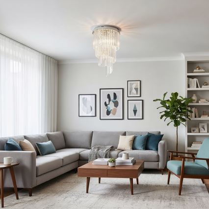 Ideal Lux - Κρυστάλλινη πλαφονιέρα οροφής CARLTON 8xE14/40W/230V διάμετρος 40 cm γυαλιστερό χρώμιο