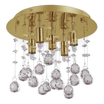 Ideal Lux - Κρυστάλλινο φωτιστικό οροφής LED MOONLIGHT 5xG9/3W/230V διάμετρος 26 cm χρυσό