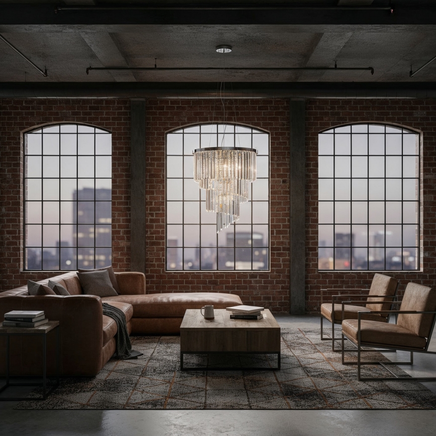 Ideal Lux - Κρυστάλλινο κρεμαστό φωτιστικό οροφής CARLTON 12xE14/40W/230V διάμετρος 50 cm γυαλιστερό χρώμιο